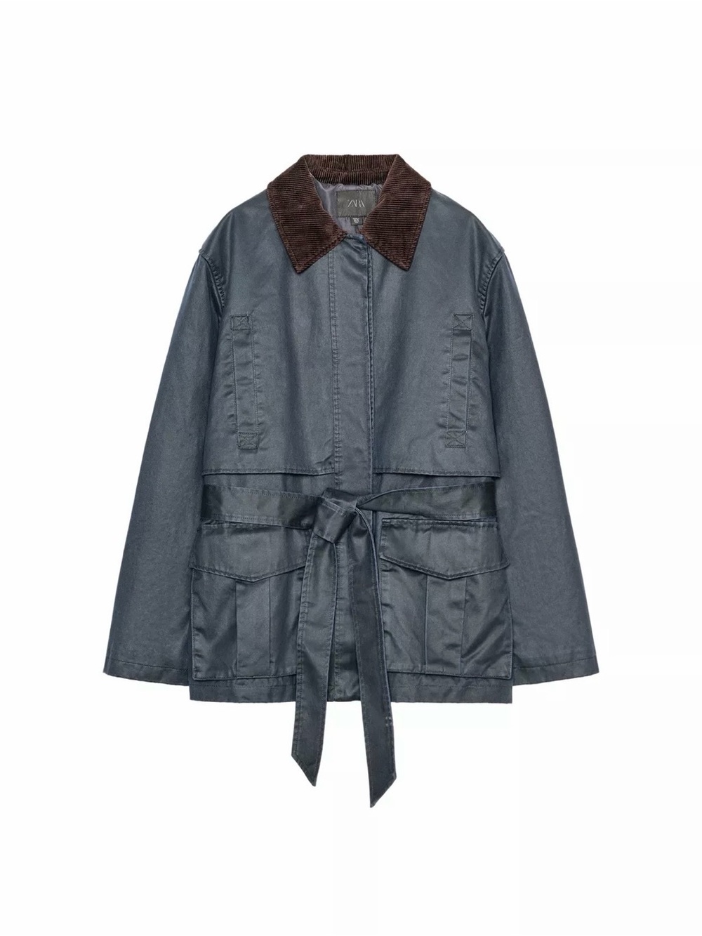Zara waxed corduroy jacket with brown collar